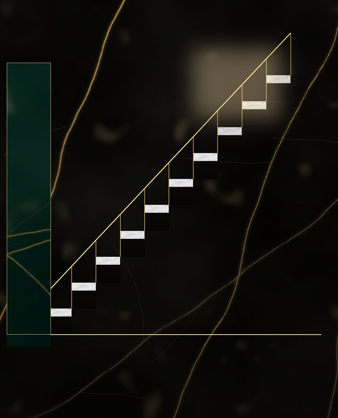 Rendering: marble staircase and balustrade