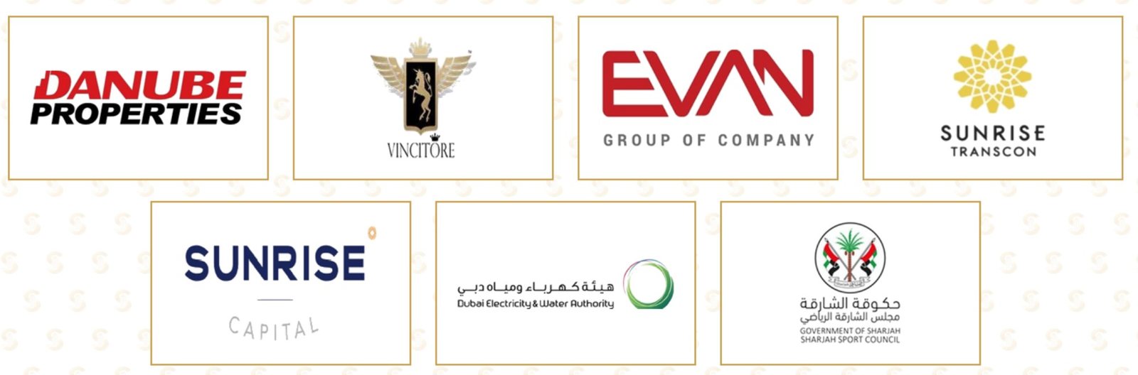 Danube Properties, Vincitore, EVAN Group, Sunrise Transcon, Sunrise Capital, DEWA, Government of Sharjah